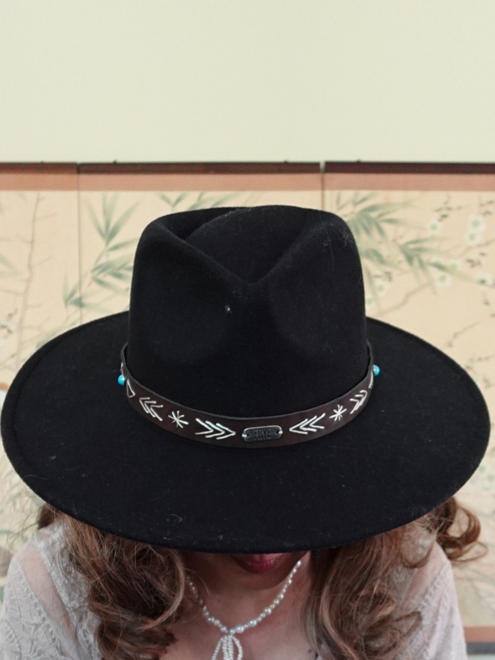 FRYE | Black Wool Stetson with Embellished Leather Band | NWT